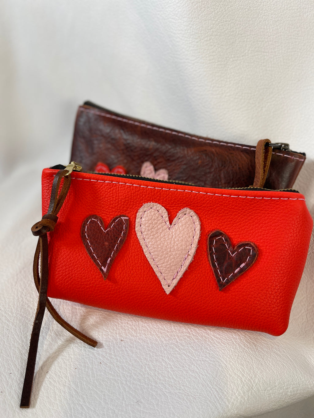 Red Leather Heart Pouch