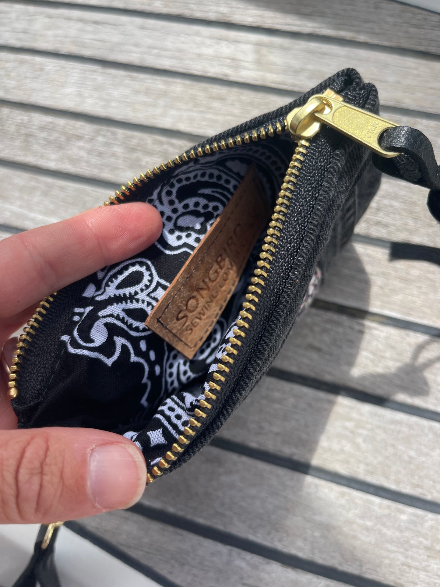Black Quilted Pouch Wristlet