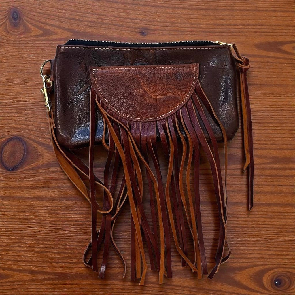 Fringe Leather Wristlet