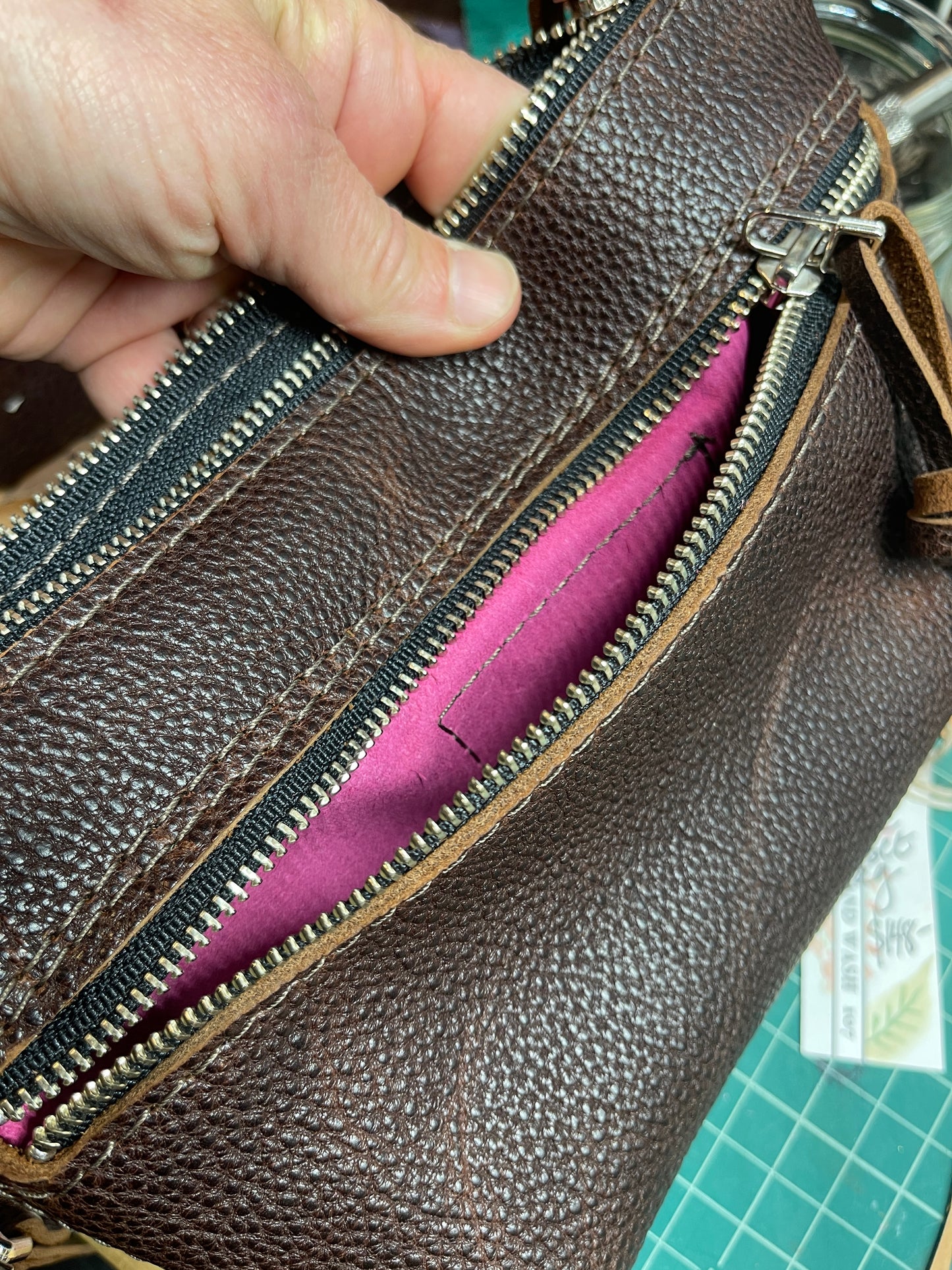 Pebbled Brown Wristlet