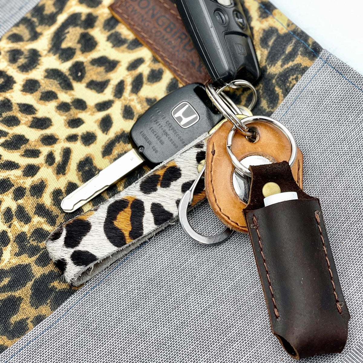 Lip Balm Key Holster, custom leather chapstick holder keychain accessory —  Correa Creative LLC