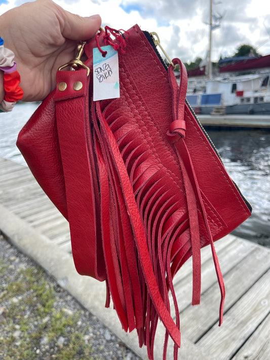 Red Fringe Wristlet