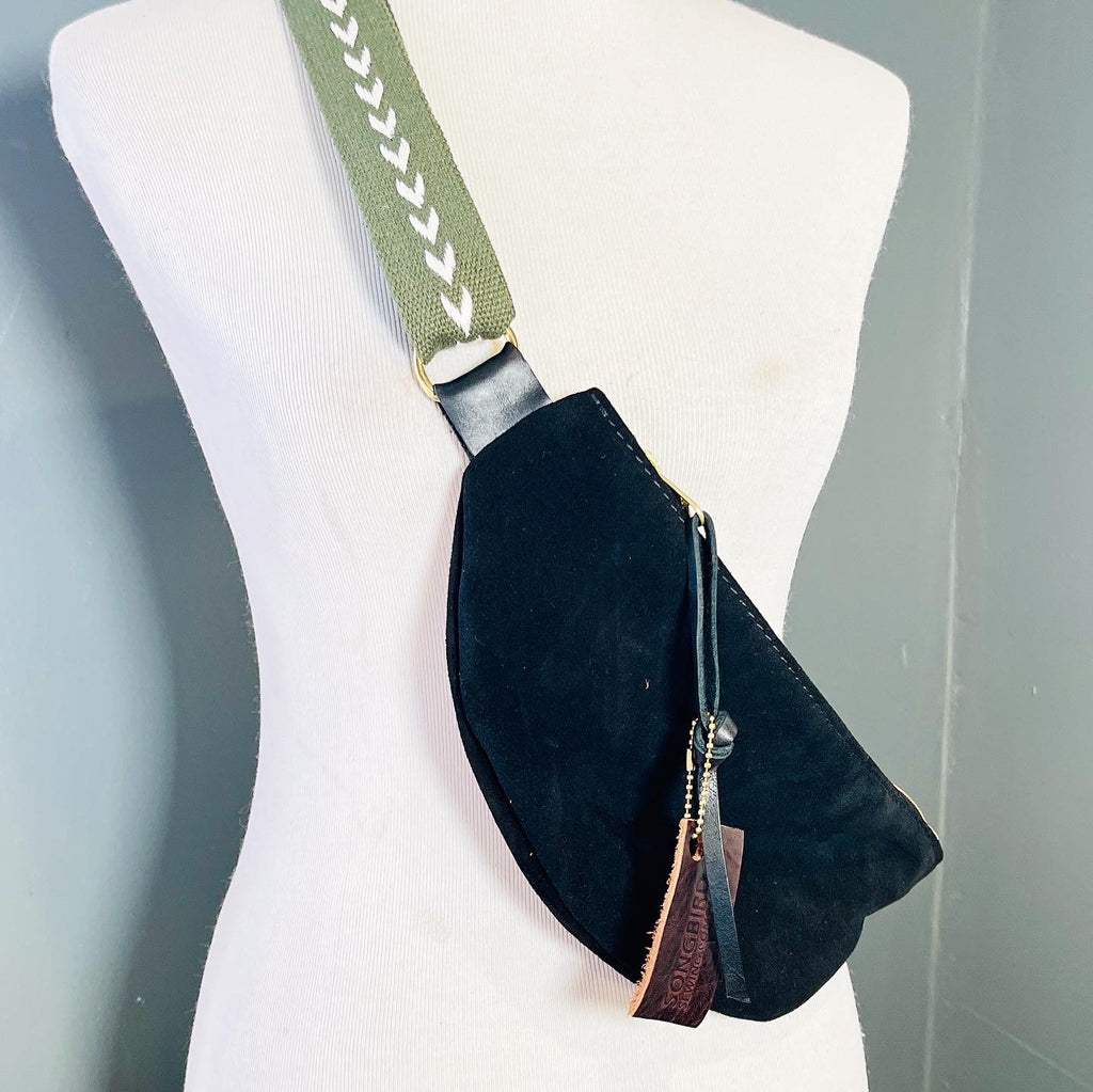 simple black suede sling
