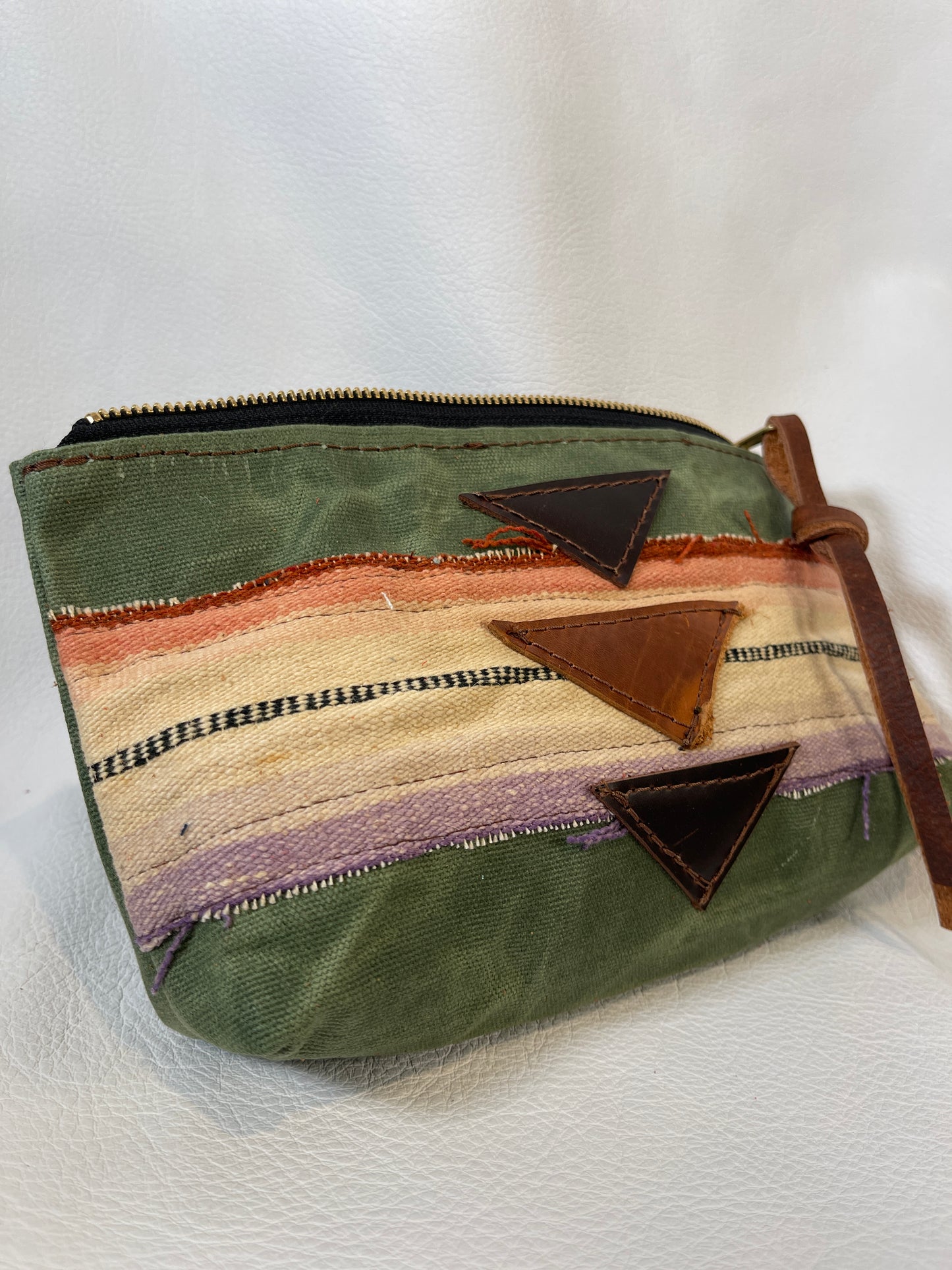Green Waxed Canvas Clutch