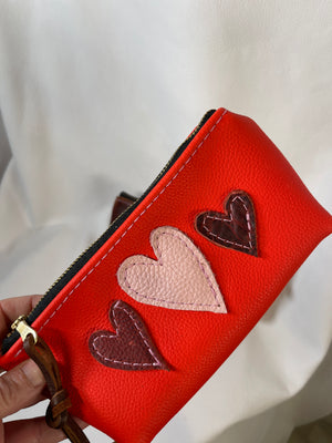 Red Leather Heart Pouch
