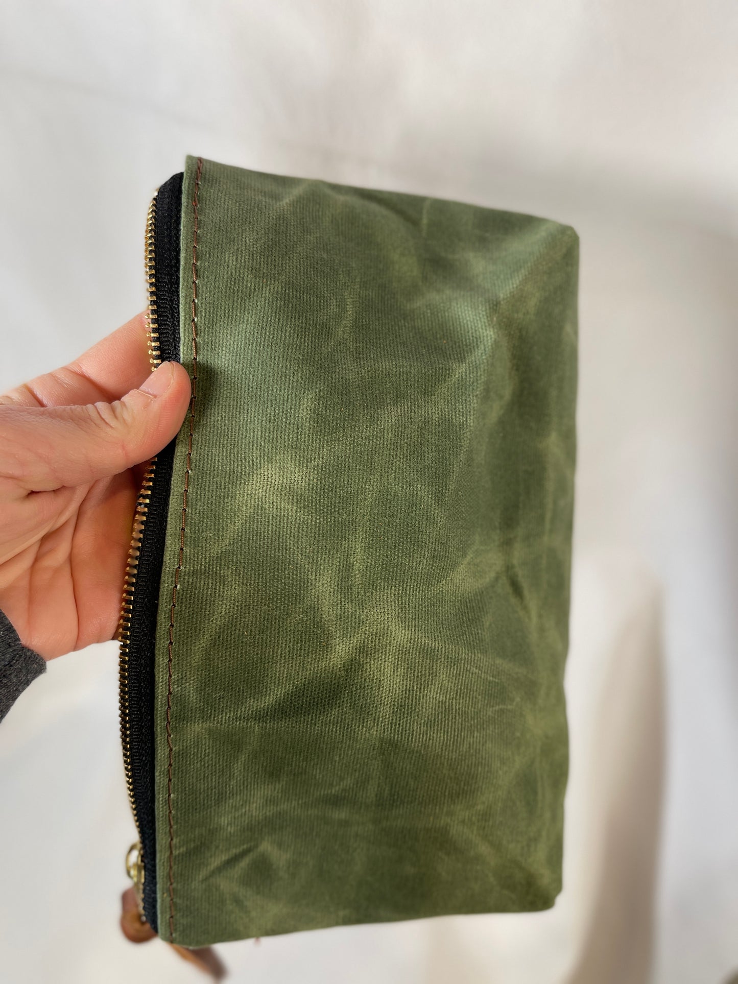 Green Waxed Canvas Clutch