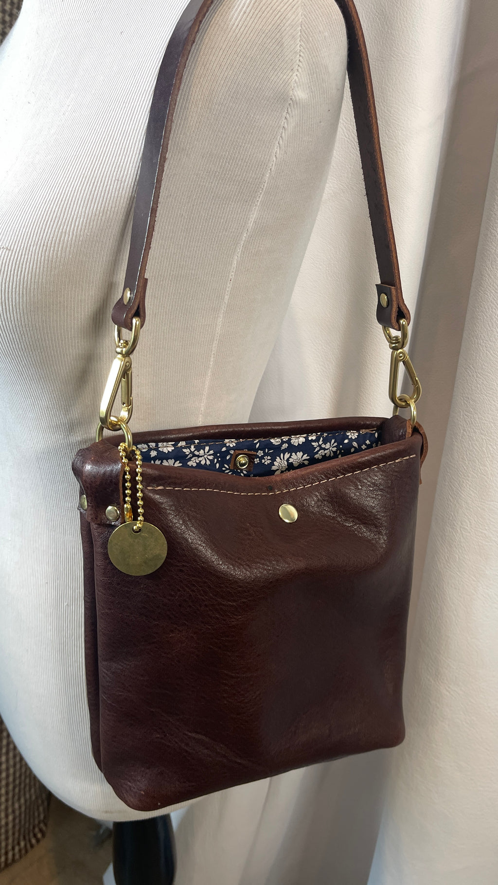 Dark Brown Leather Bucket Bag