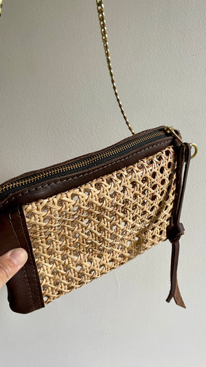 Rattan and Leather Crossbody