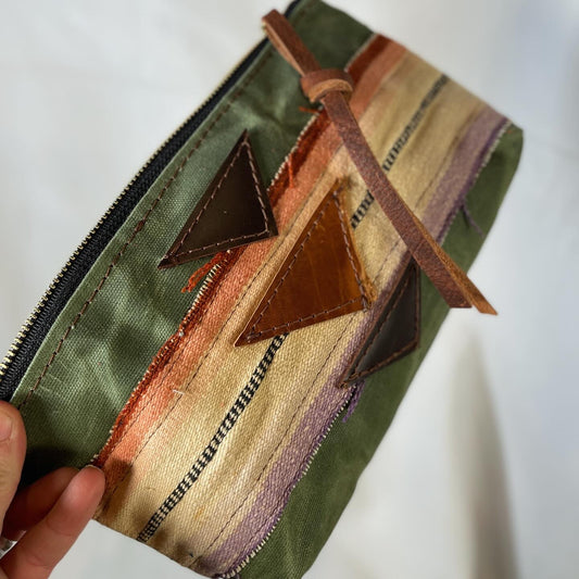 Green Waxed Canvas Clutch