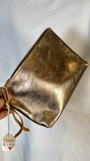Gold Metallic Leather Pouch
