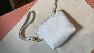 Upcycled White Leather Change Purse/Wristlet