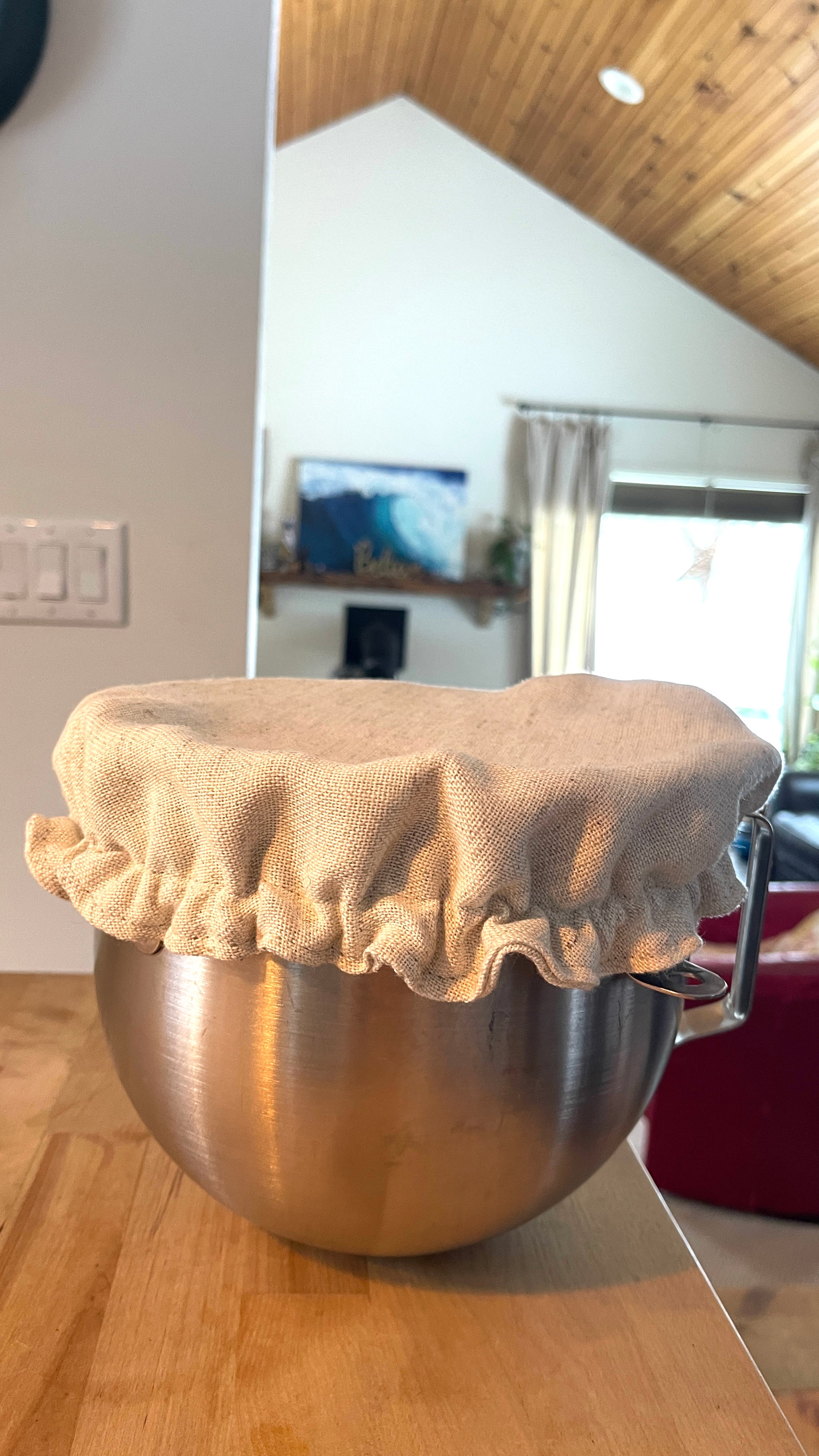 Medium Natural Linen Bowl Cover