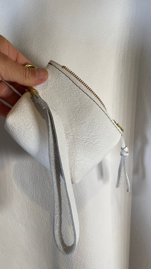 Upcycled White Leather Change Purse/Wristlet