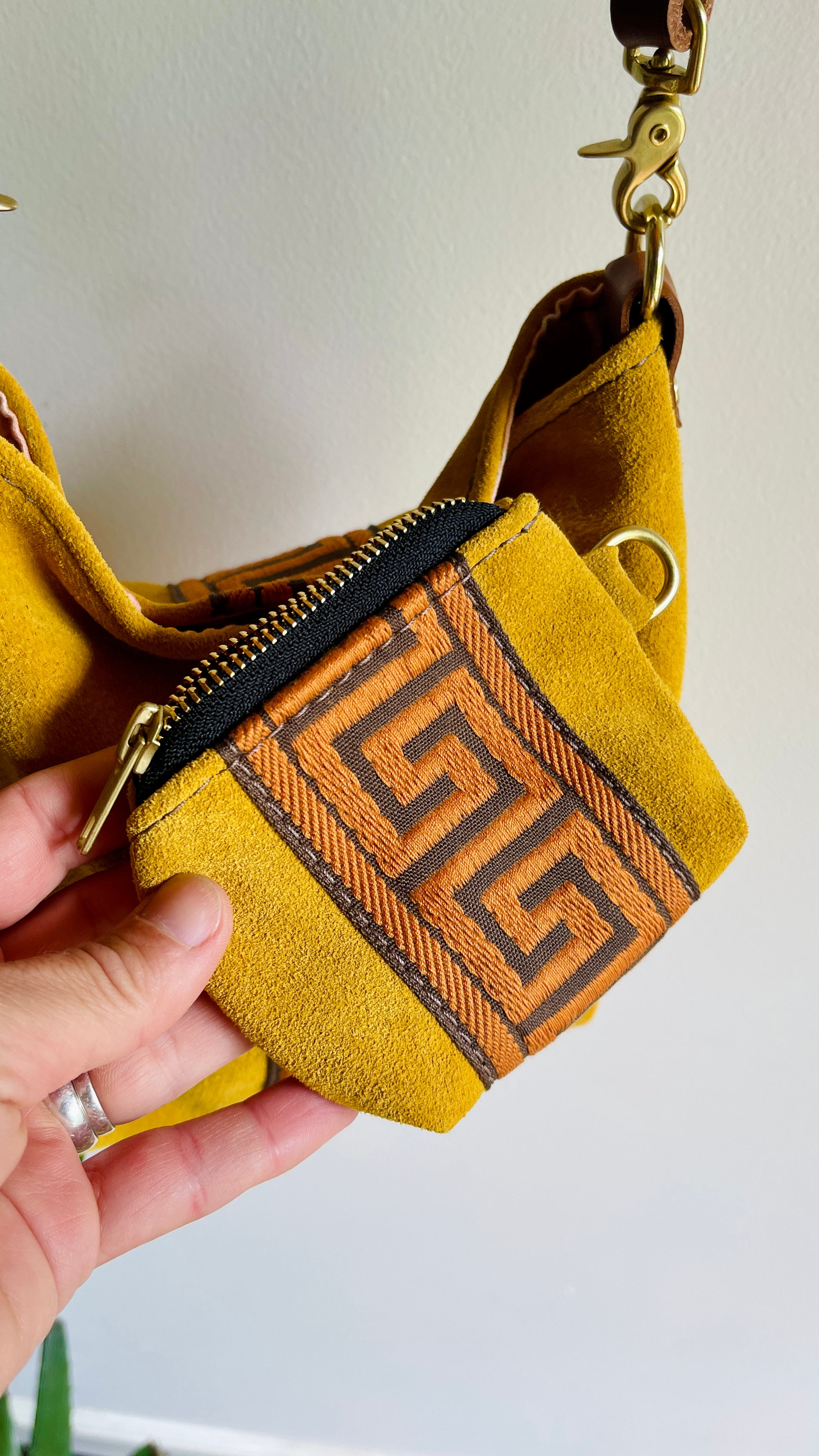 Yellow Suede Bucket and Change Purse