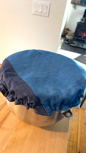 Medium Patchwork Blue Gingham Bowl Cover