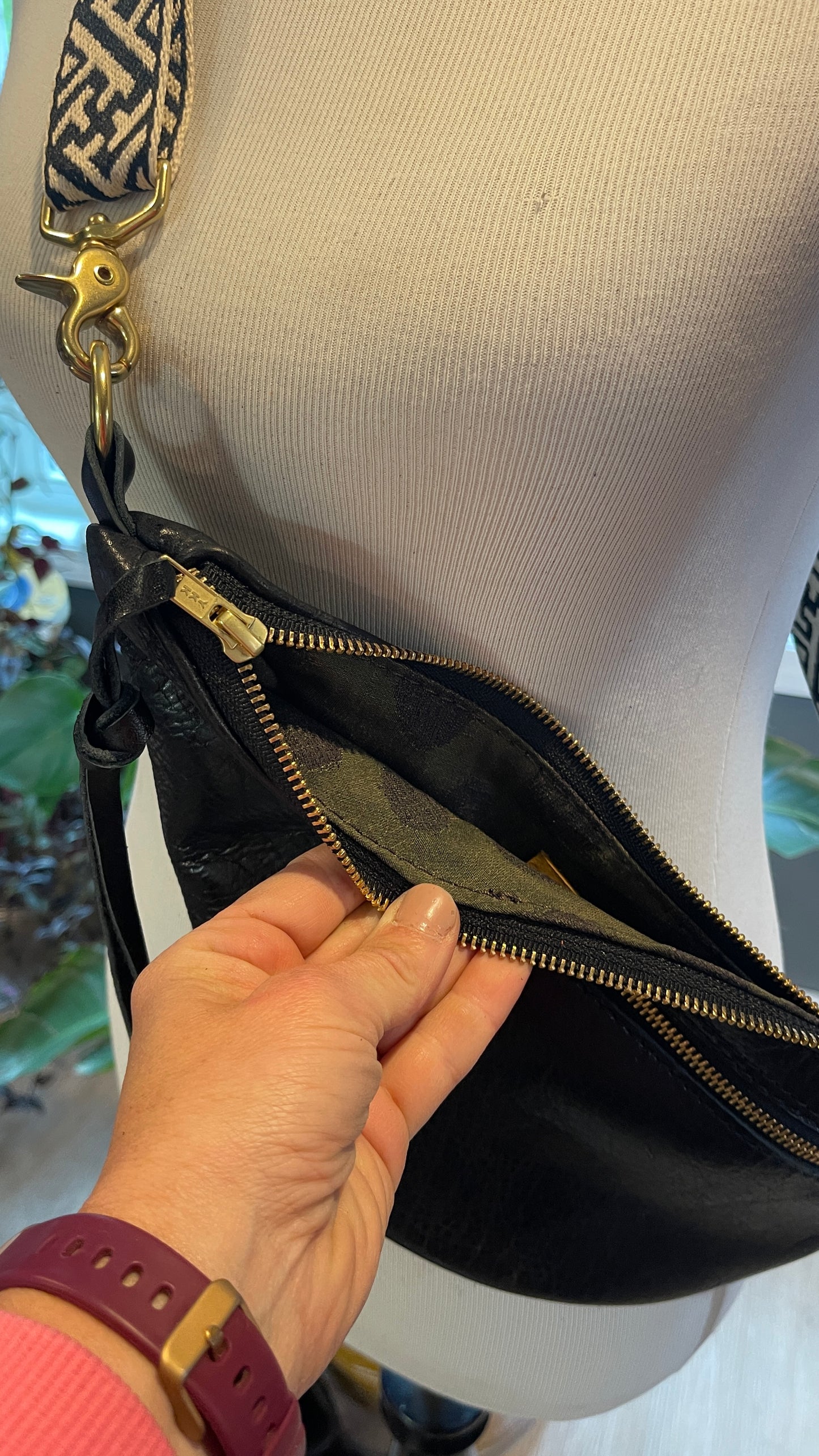 Luxe Black Leather Sling