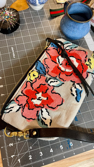 Embroidered Linen Clutch