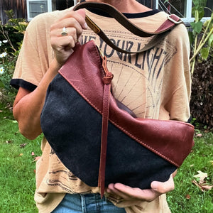 Leather and Canvas Shoulder Bag