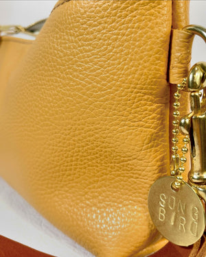 Yellow Pebbled Leather Clutch