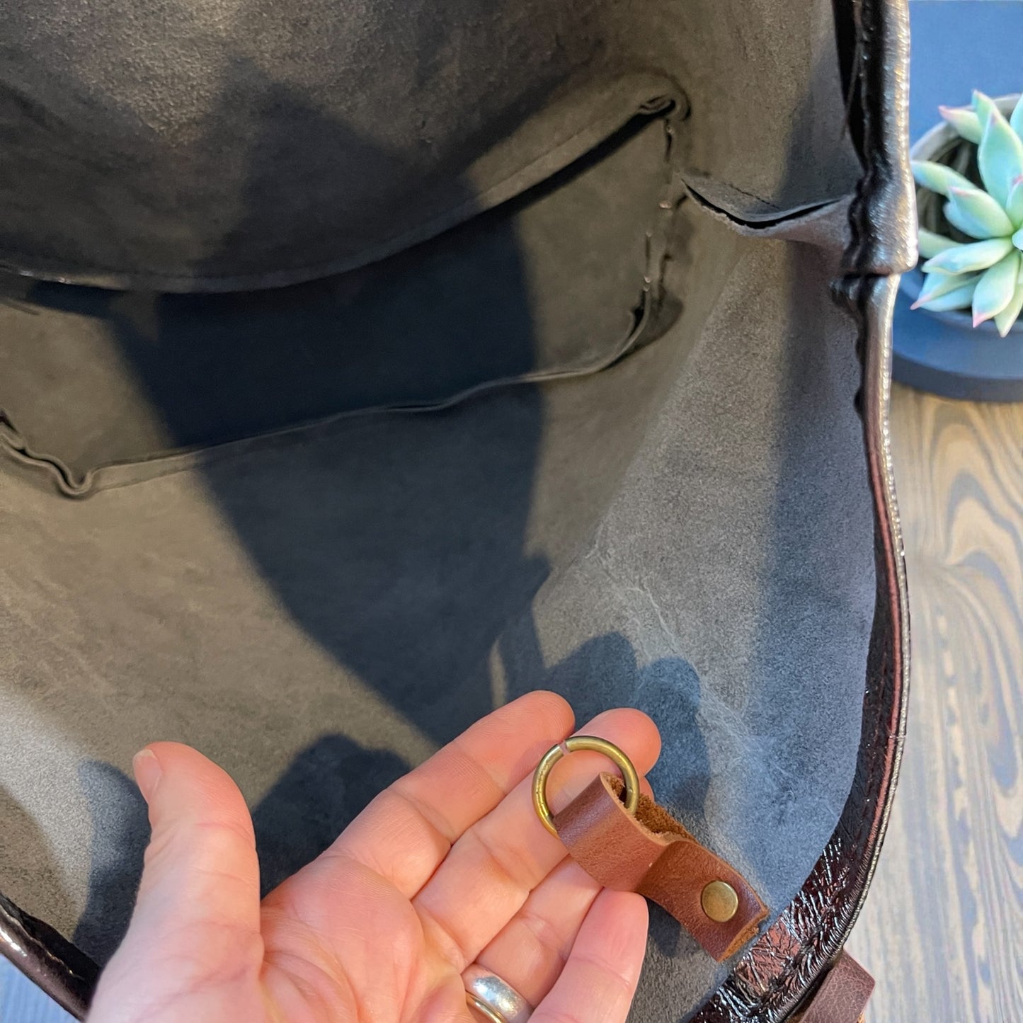 Metallic Leather Shopper Tote