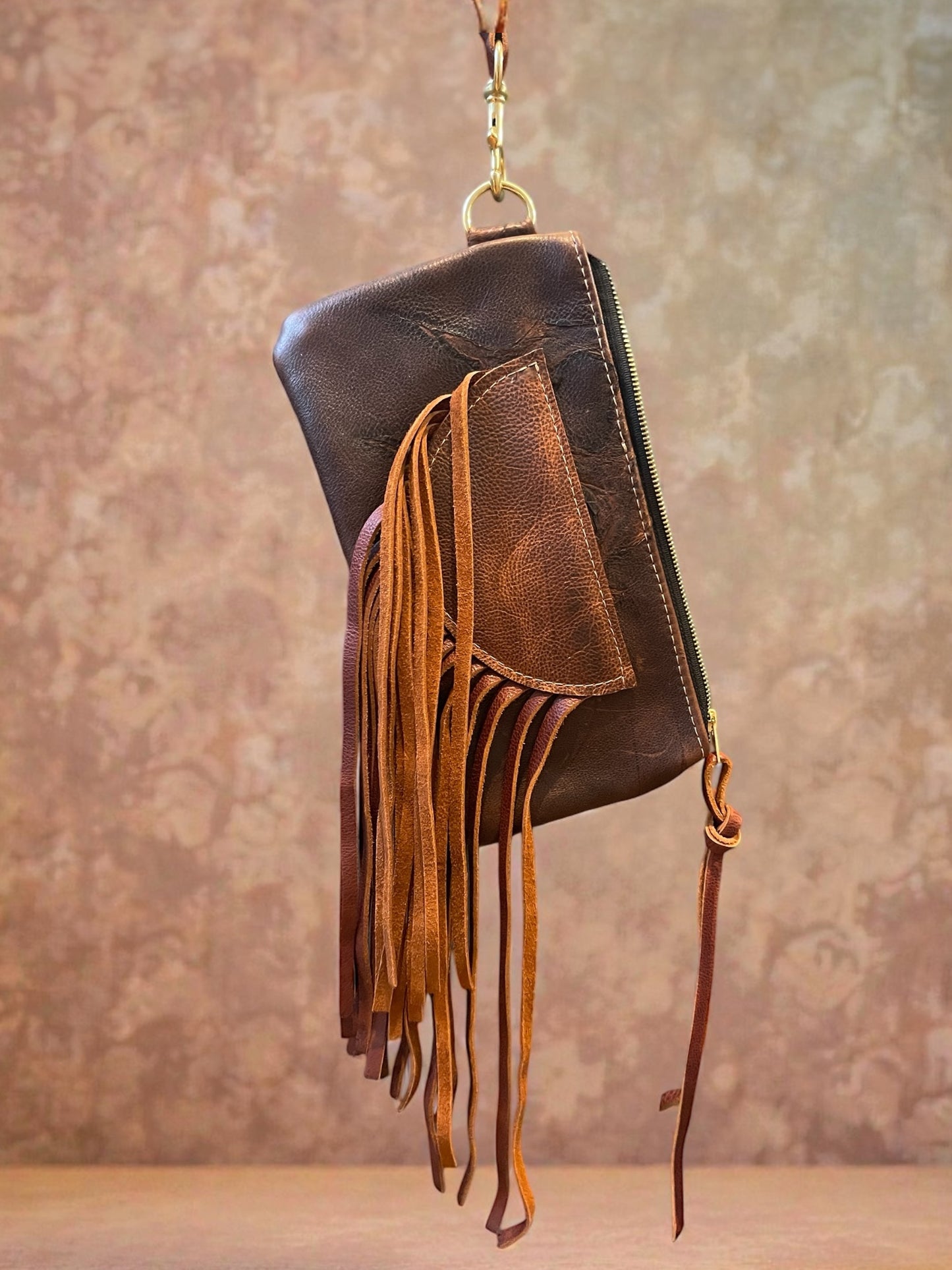 Fringe Leather Wristlet
