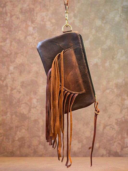 Fringe Leather Wristlet