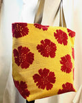Red Floral Upholstery Tote