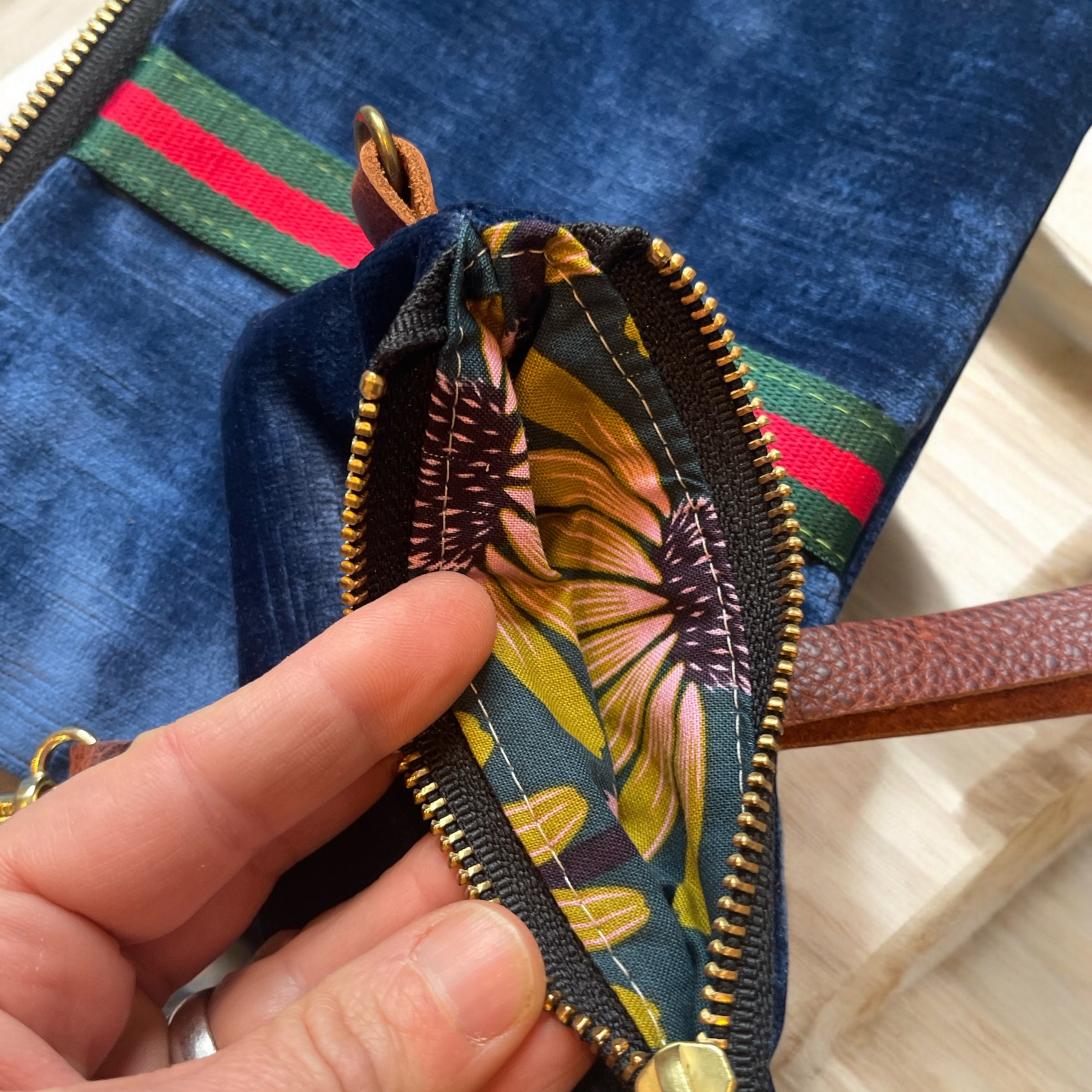 Blue Velvet Wristlet and Change Purse
