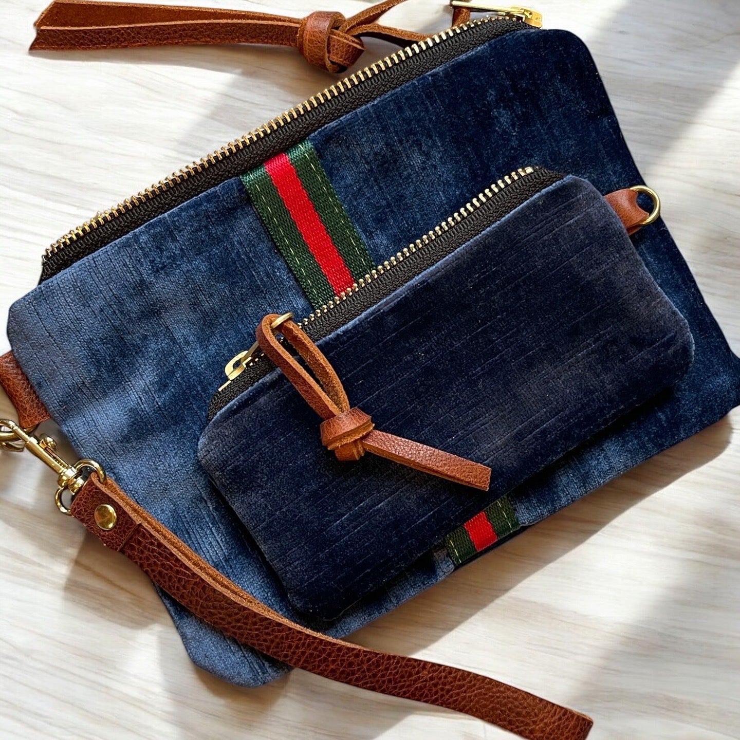 Blue Velvet Wristlet and Change Purse