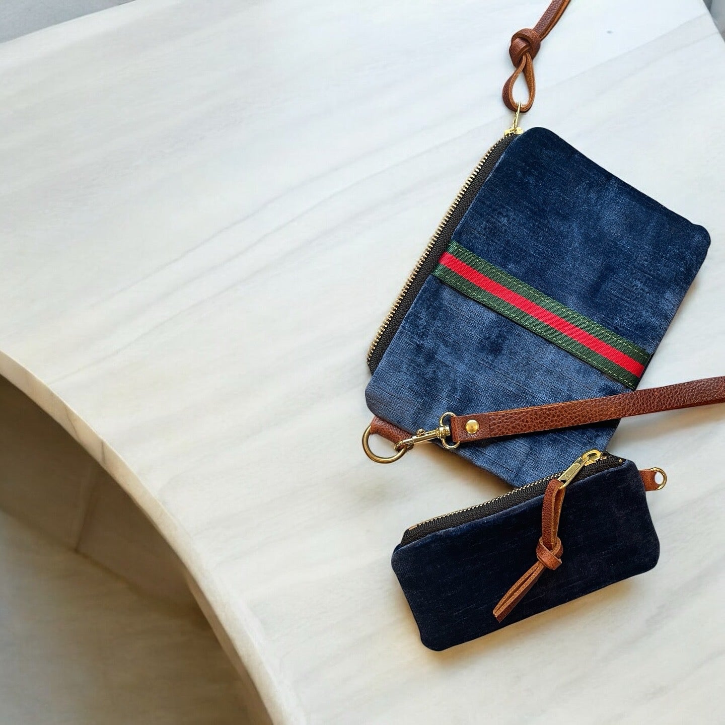 Blue Velvet Wristlet and Change Purse