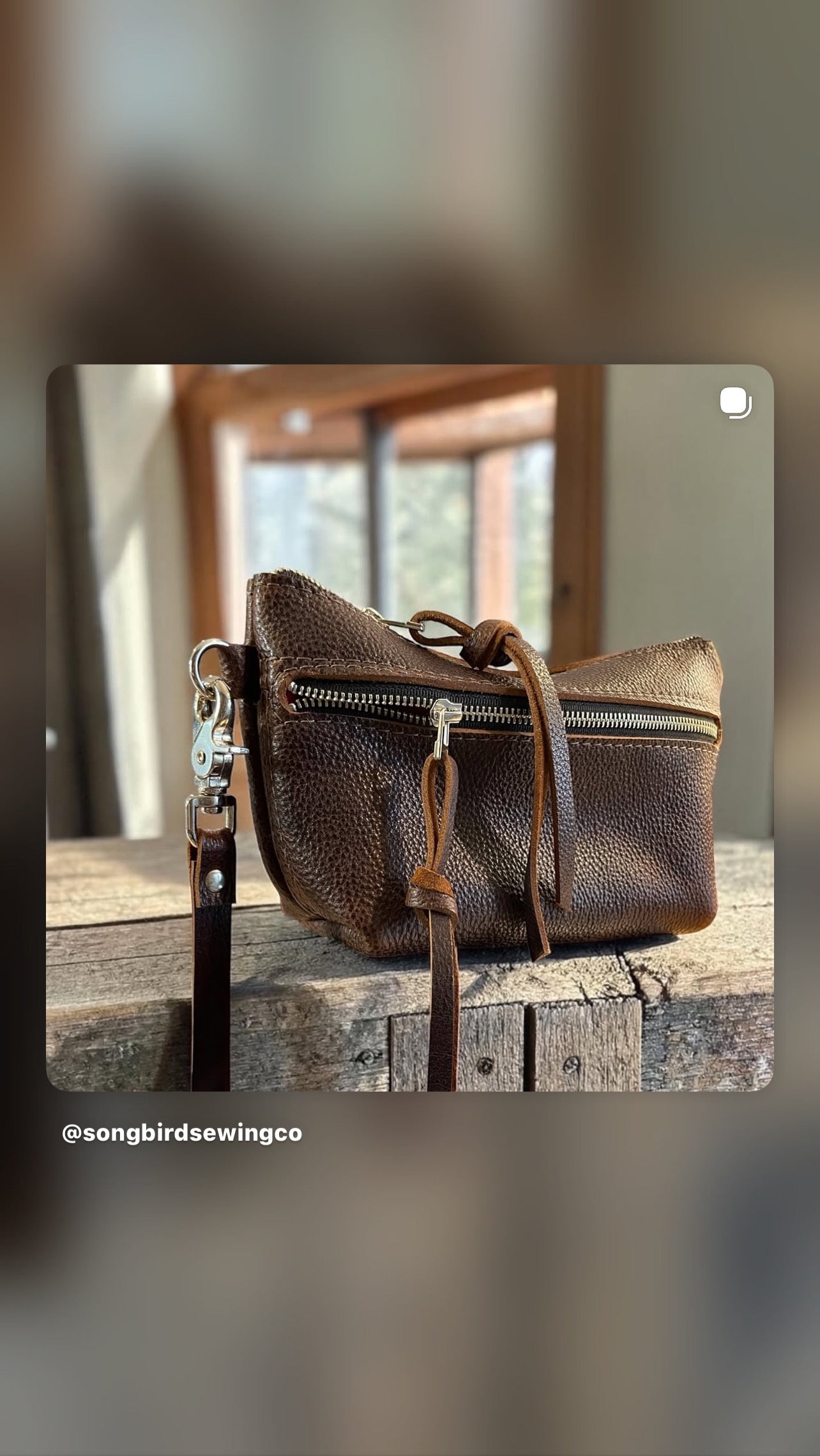 Pebbled Brown Wristlet