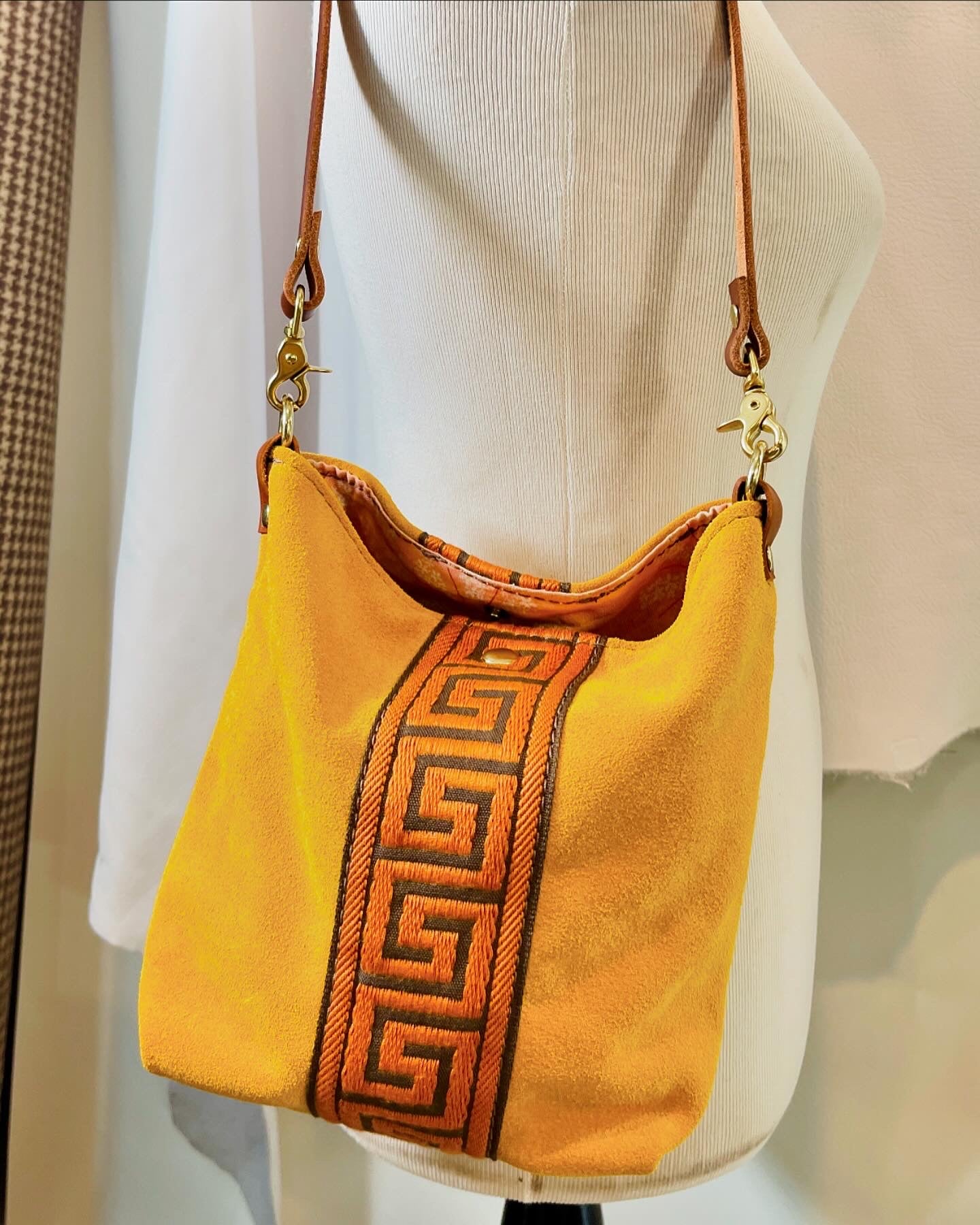 Yellow suede purse sale