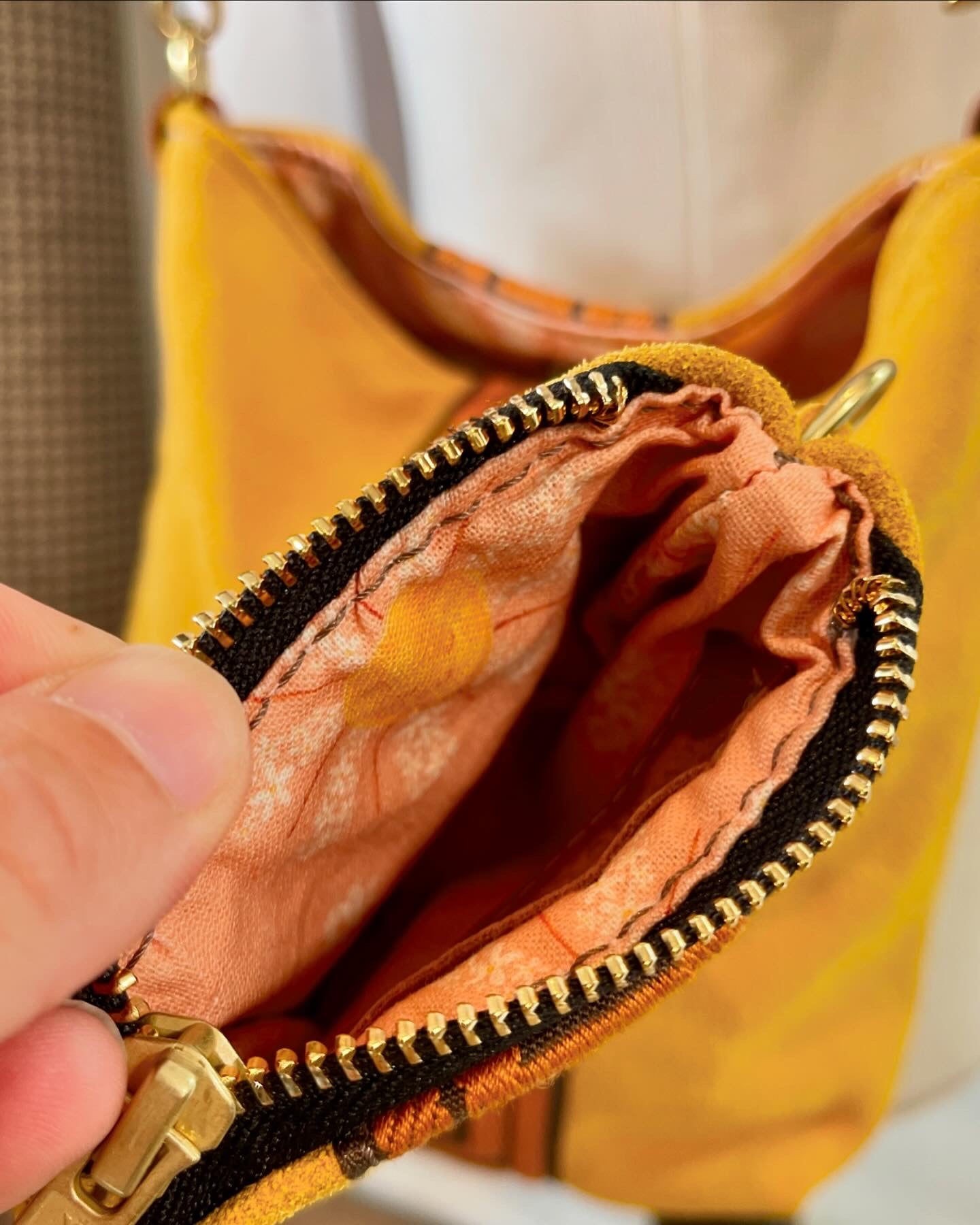 Yellow Suede Bucket and Change Purse