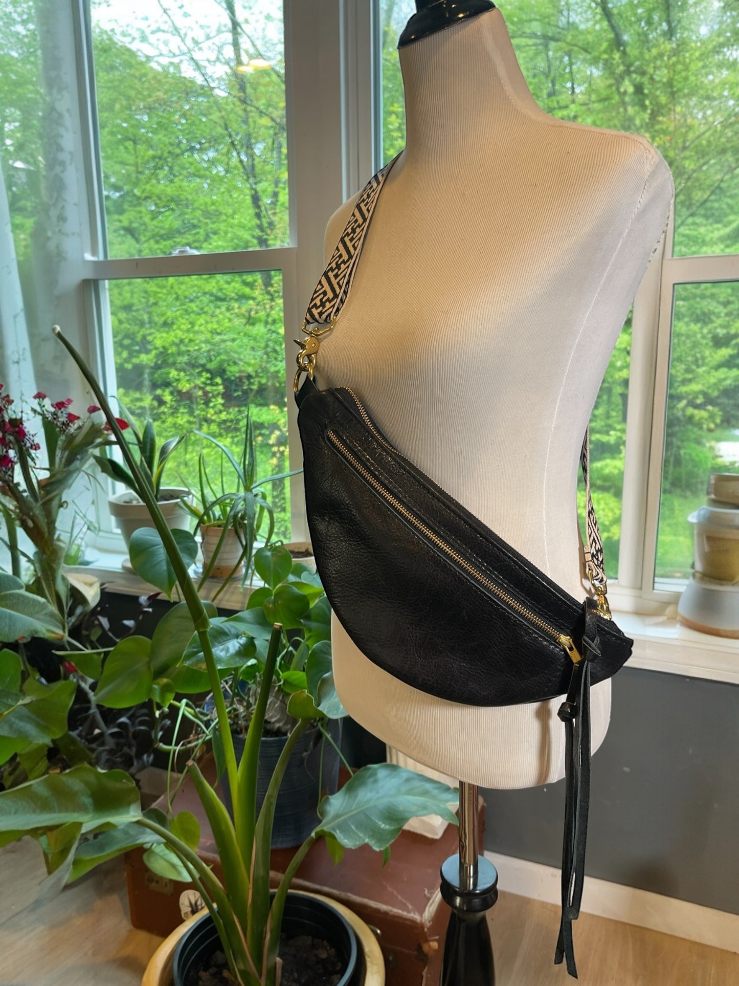 Luxe Black Leather Sling