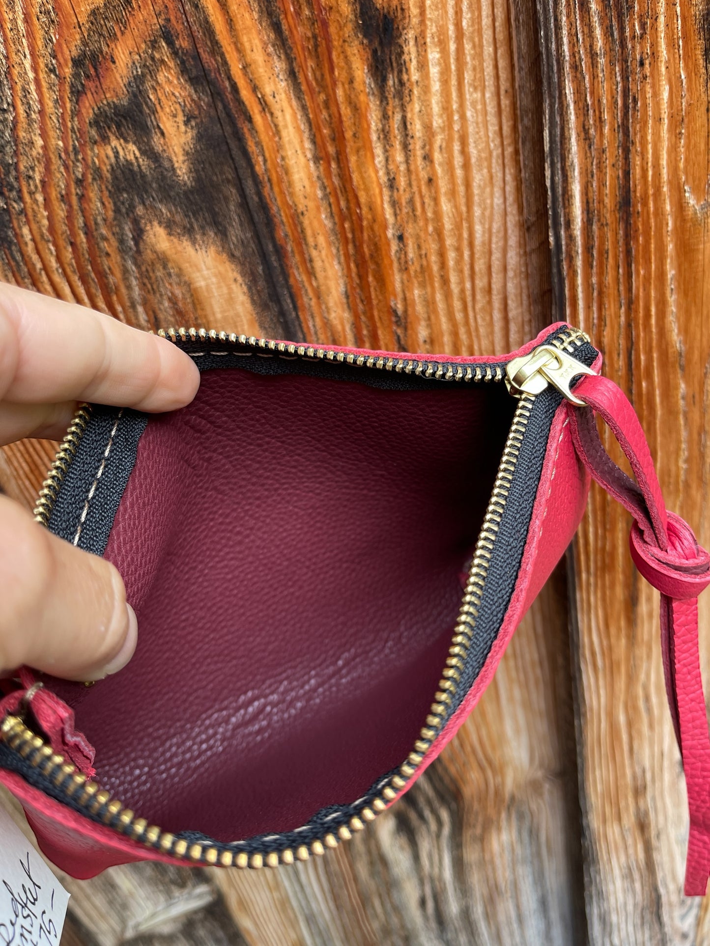 Red Leather Wristlet