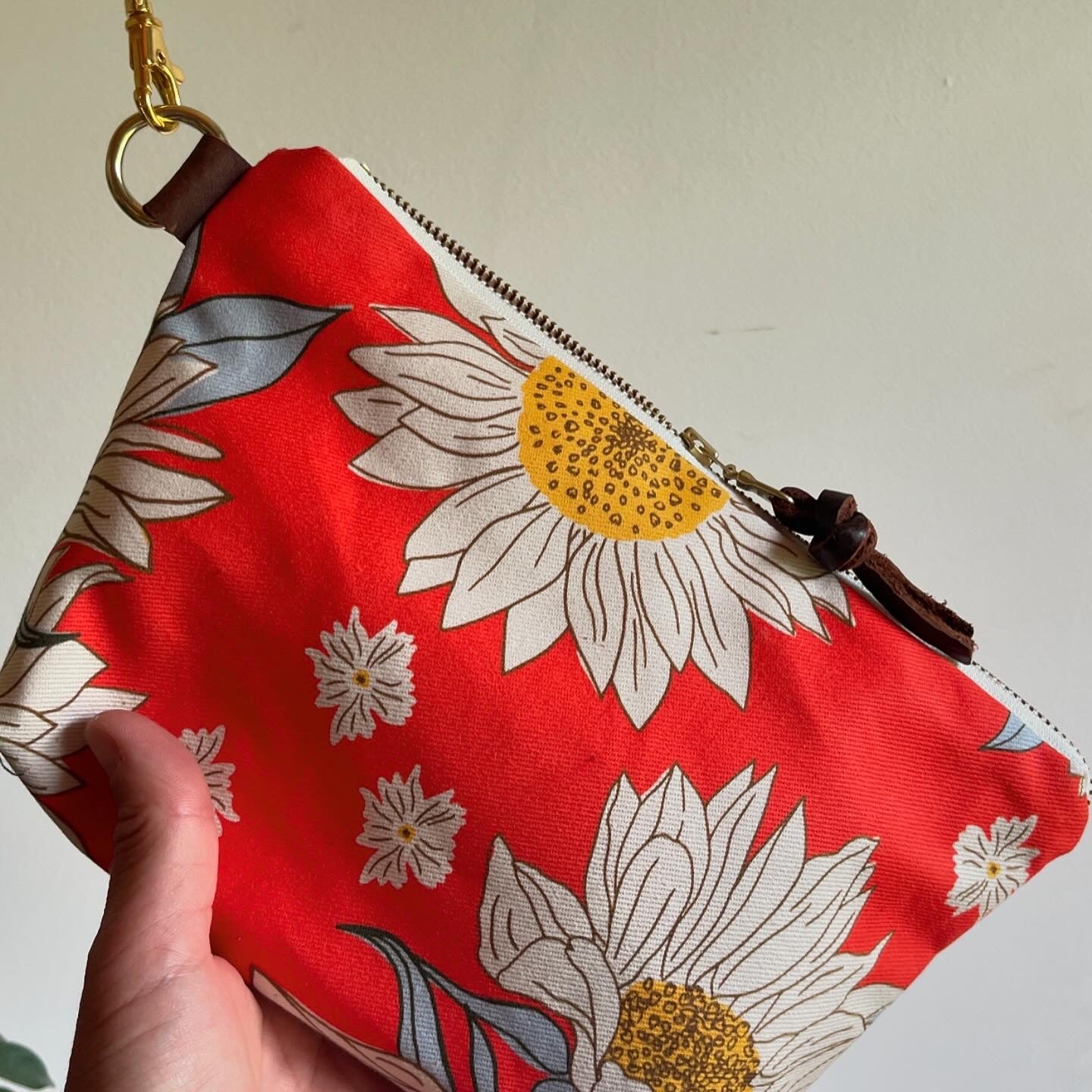 Canvas Sunflower Pouch/Wristlet