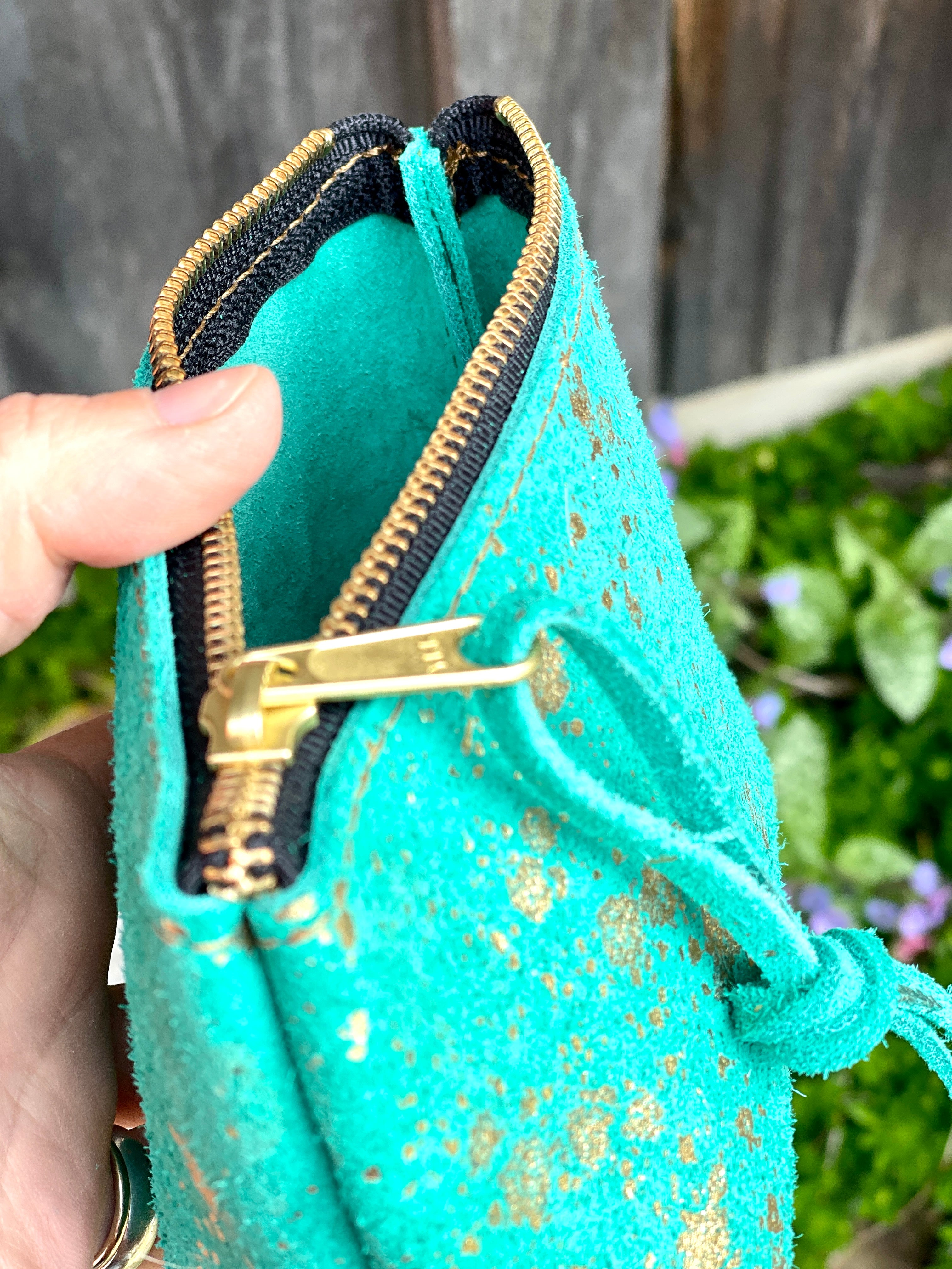 Small Green Leather Pouch