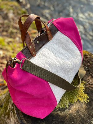 Pink Suede/Upcycled Slouchy Tote