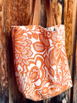 Orange Floral Upholstery Tote