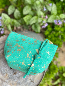 Small Green Leather Pouch