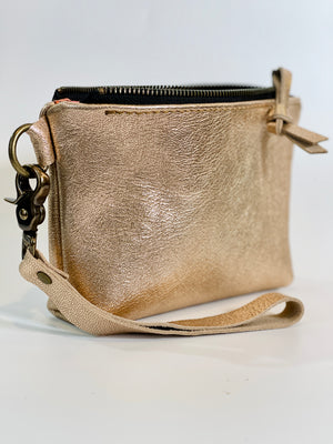 Gold Leather Small Wristlet