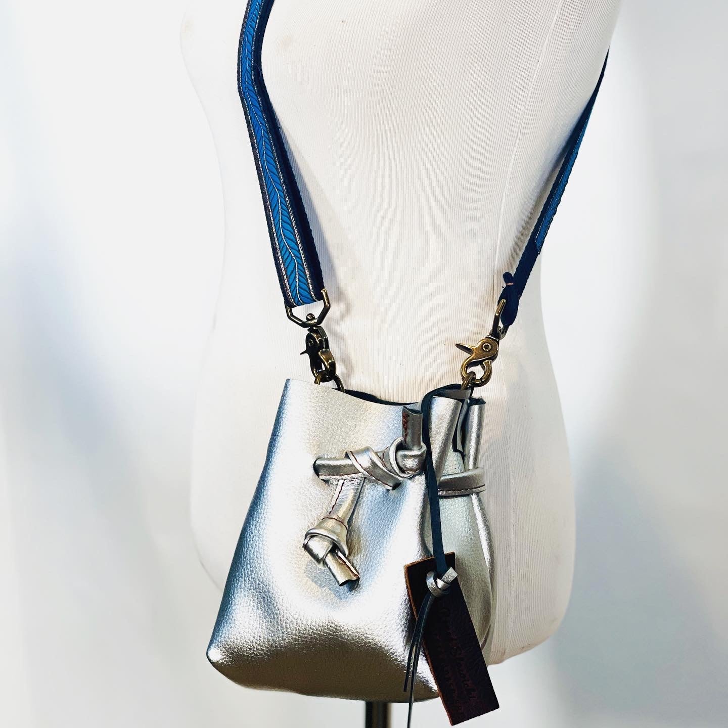 Silver Metallic Leather Mini Bucket Bag – Songbird Sewing Company