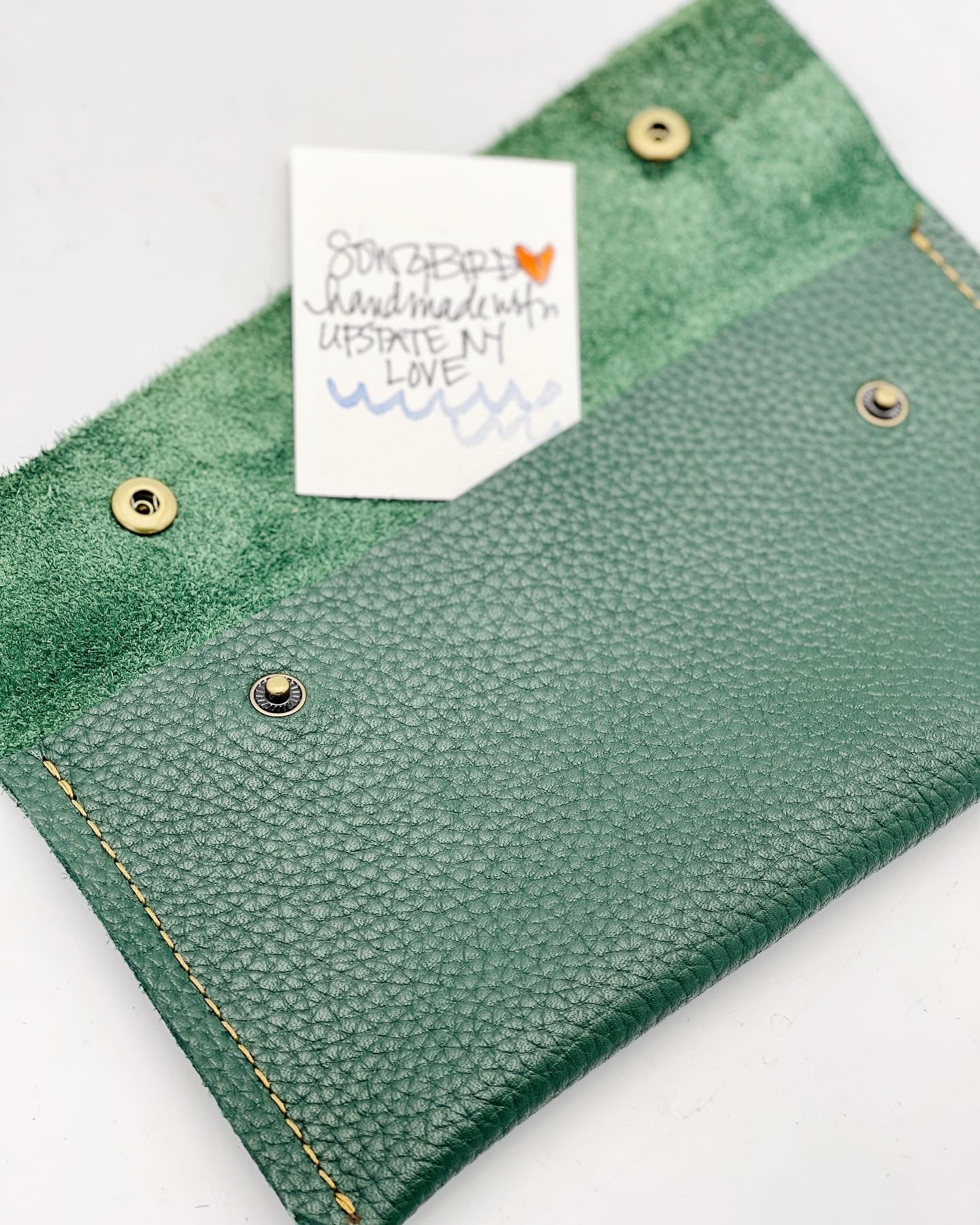 Green Pebbled Leather Snap Wallet