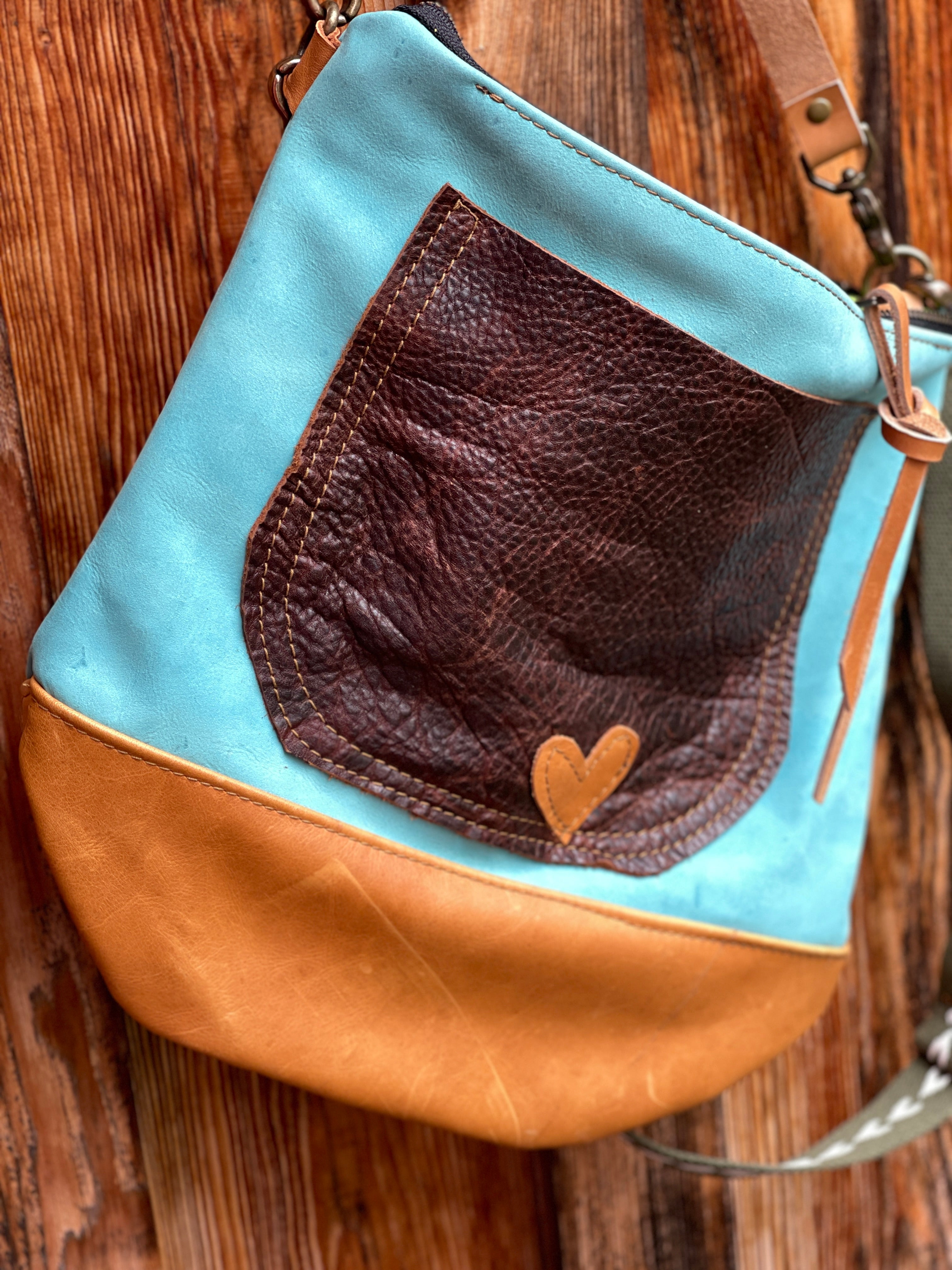 Upholstery/Leather Shoulder Bag