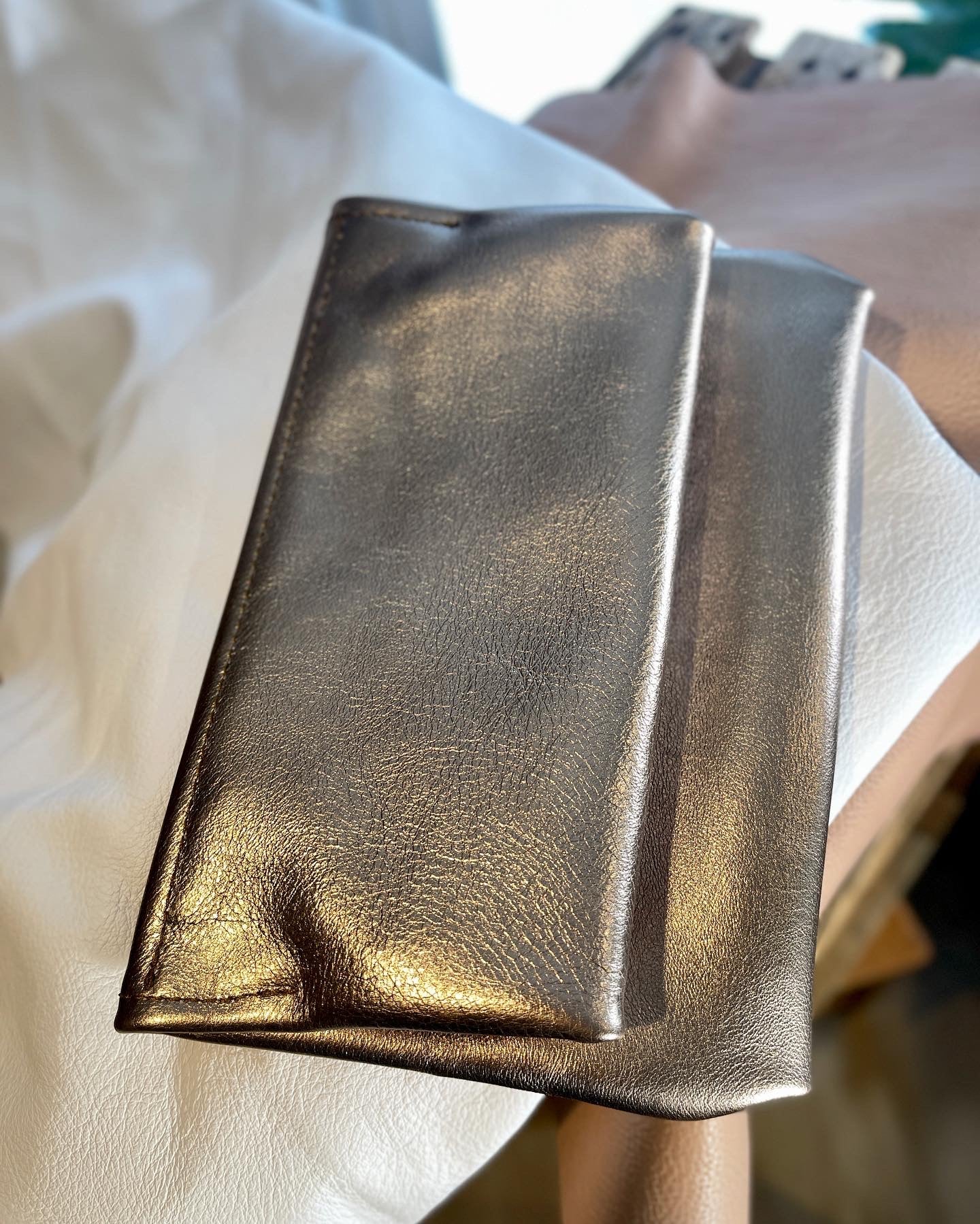 Metallic Gold Leather Clutch