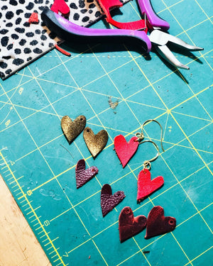 Tiny Leather Heart Earrings