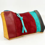 Striped Maroon Suede Clutch