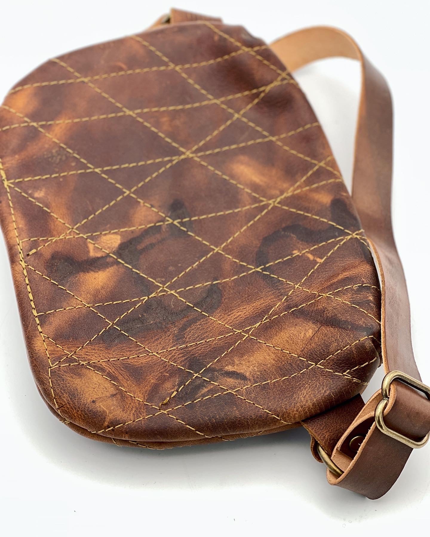 Brown Quilted Leather Sling Bag