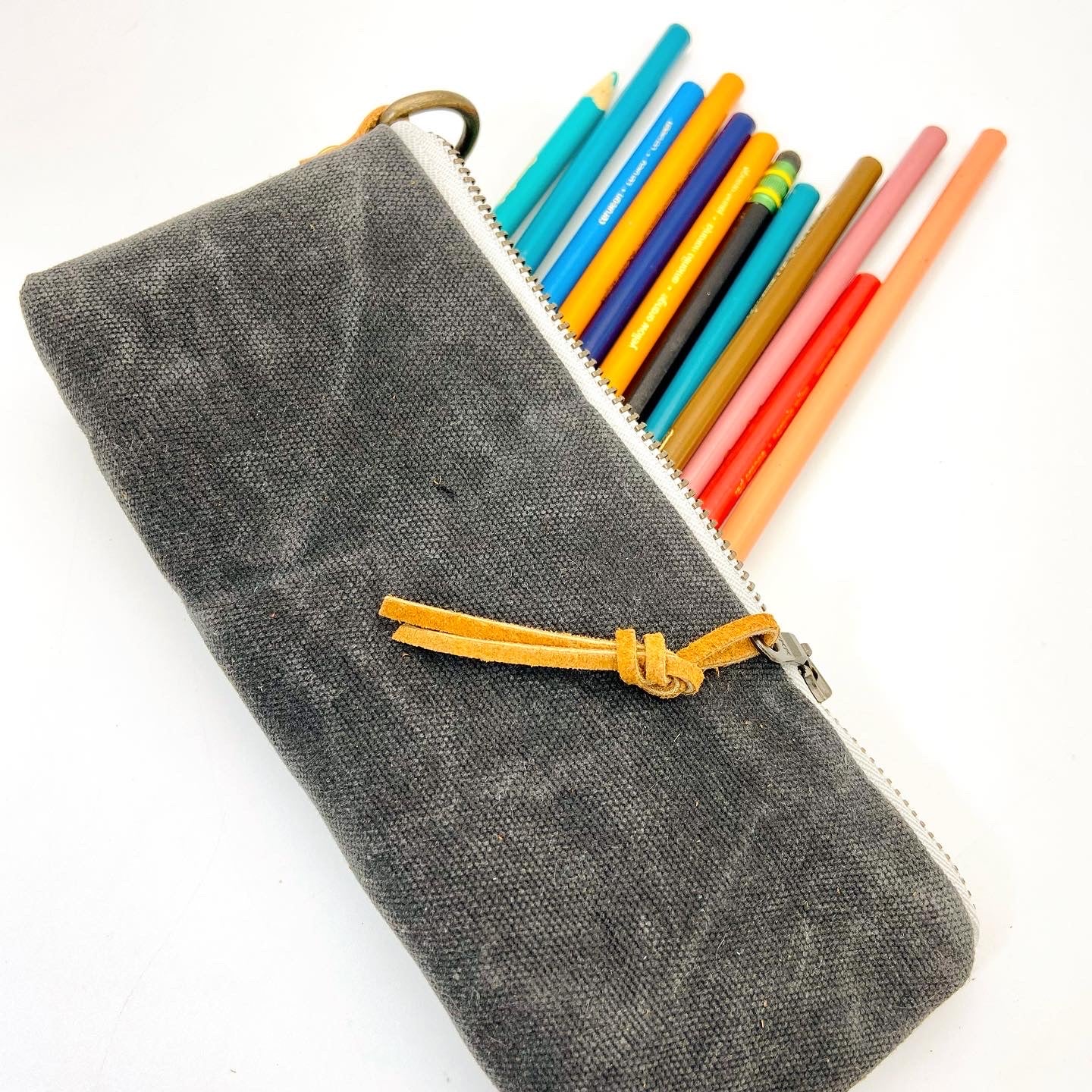 Charcoal Waxed Canvas Pencil Case