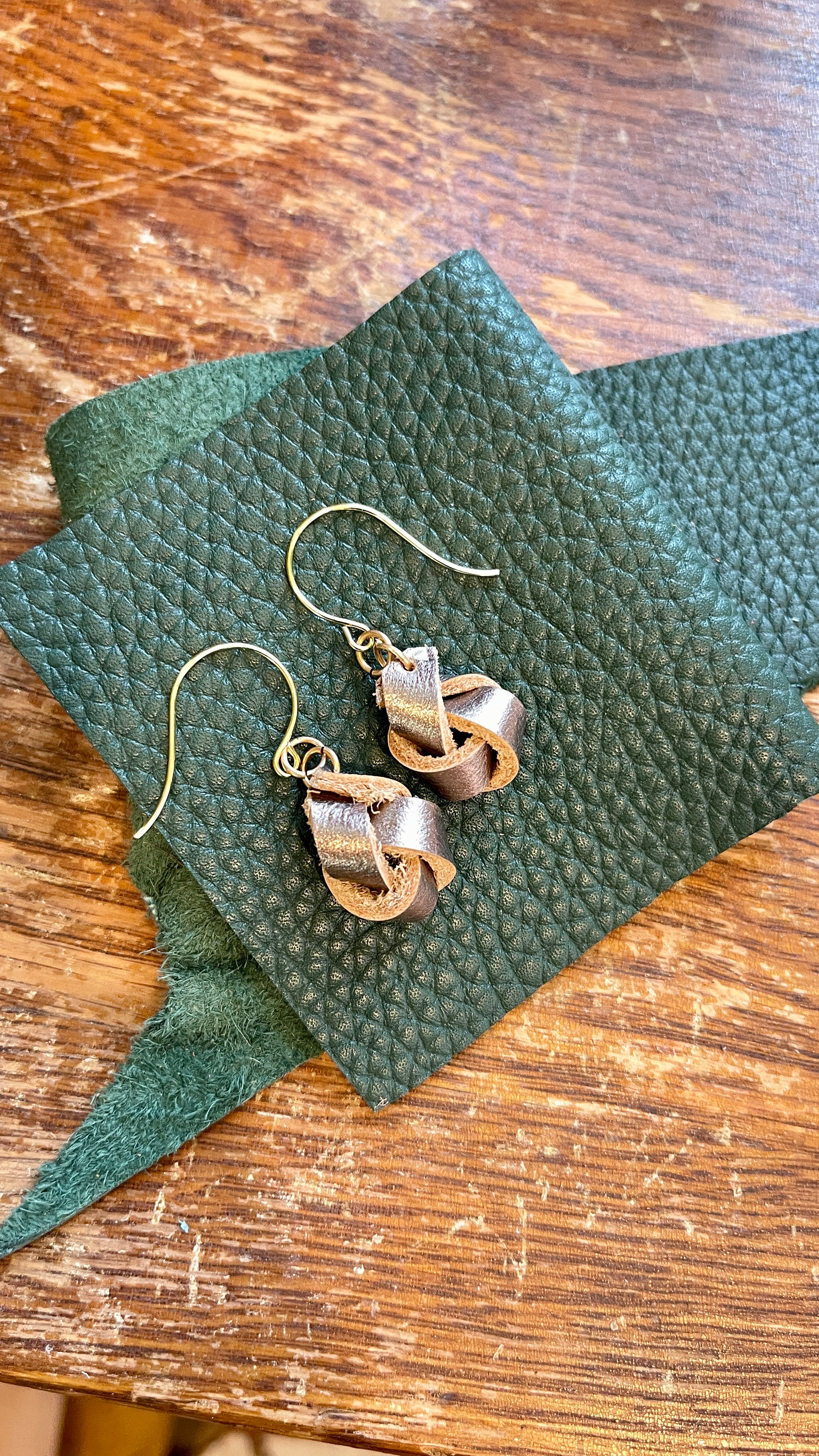 Sailors Knot Metallic Leather Earrings